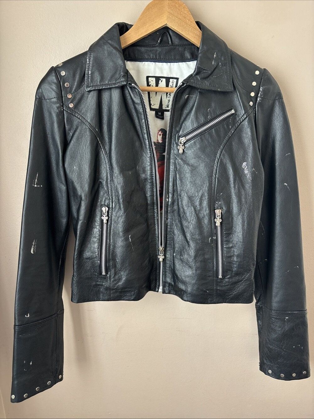 The Who x Wilsons Leather Jacket Womens M Black Studded Moto Biker Rock - Picture 2 of 15